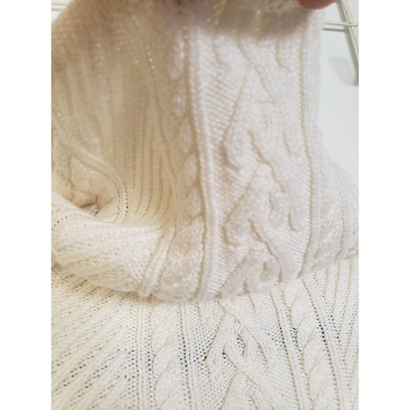 SWEATER KNIT TUNIC SIZE MEDIUM CABLE KNIT COWEL NECK LONG SLEEVE CREAM - Picture 9 of 14